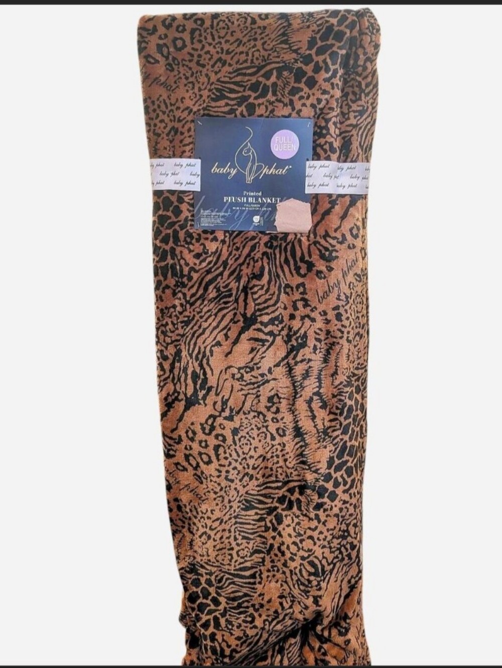 Baby Phat Full/Queen Leopard Print Plush Blanket 90x90